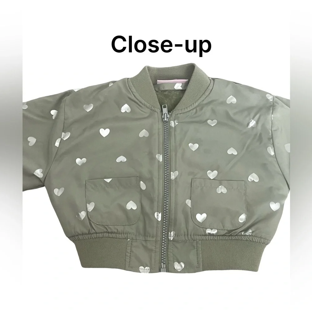 Penelope Mack Green Heart Bomber Jacket Size 2T. Good Condition